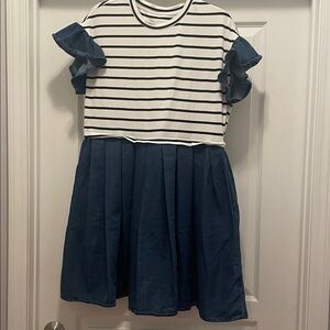 Striped Navy and White Dress‎